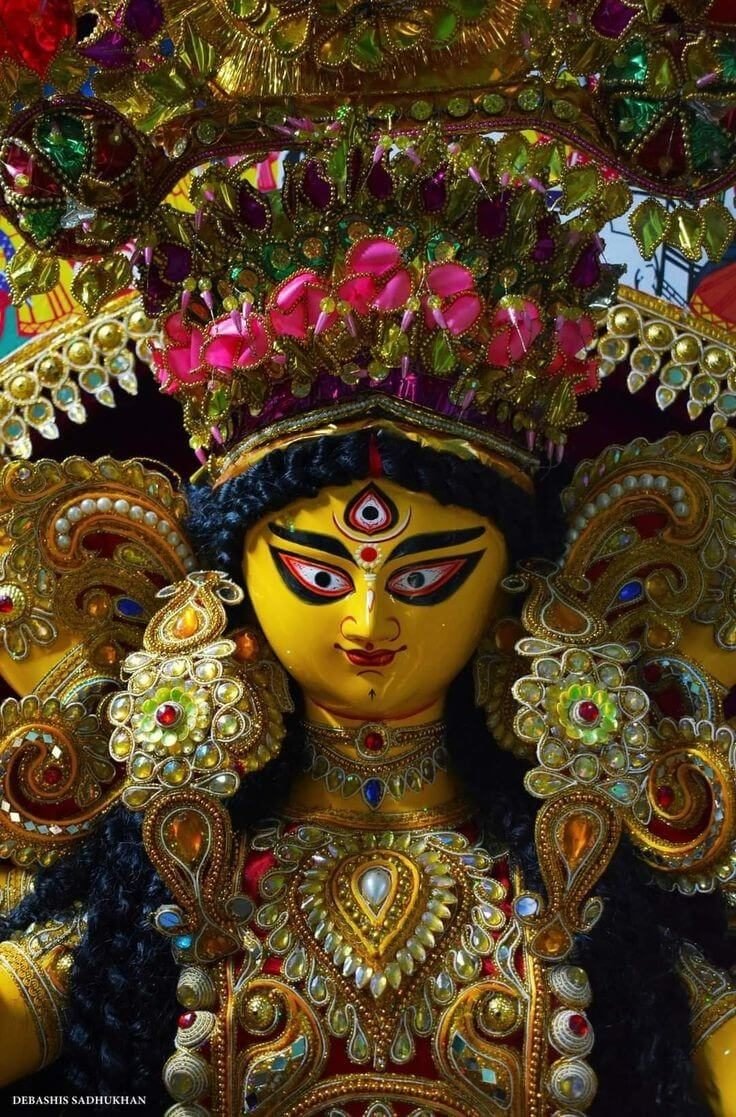 Flower-decorated Durga idol ready for Maha Ashtami pushpanjali in Delhi Flower-decorated Durga idol ready for Maha Ashtami pushpanjali in Delhi